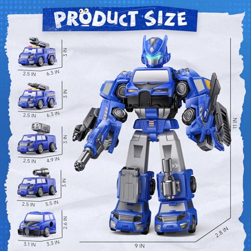MEWOCHEE Transform Toys for Boys 4-6 5-8, 5 in 1 DIY Assembly Magnetic Robot Boy Toys 5 6 7 8 Year Old, Stem Toys Age 5-7 6-8, Construction Trucks for Kids, for 3 4 5 Year Old Boys by MEWOCHEE - Image 9