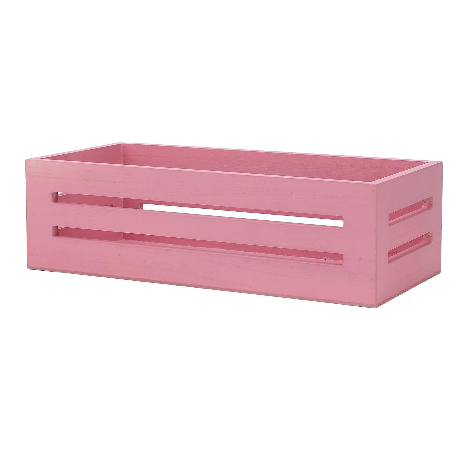 Panier de rangement en bois de paulownia rose au design épuré