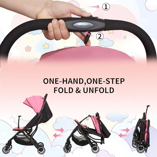 Image of Cool Kids Travel Stroller, Lightweight Baby Stroller with Automatic Folding Function Suitable for Walking Shopping and Amusement Parks
