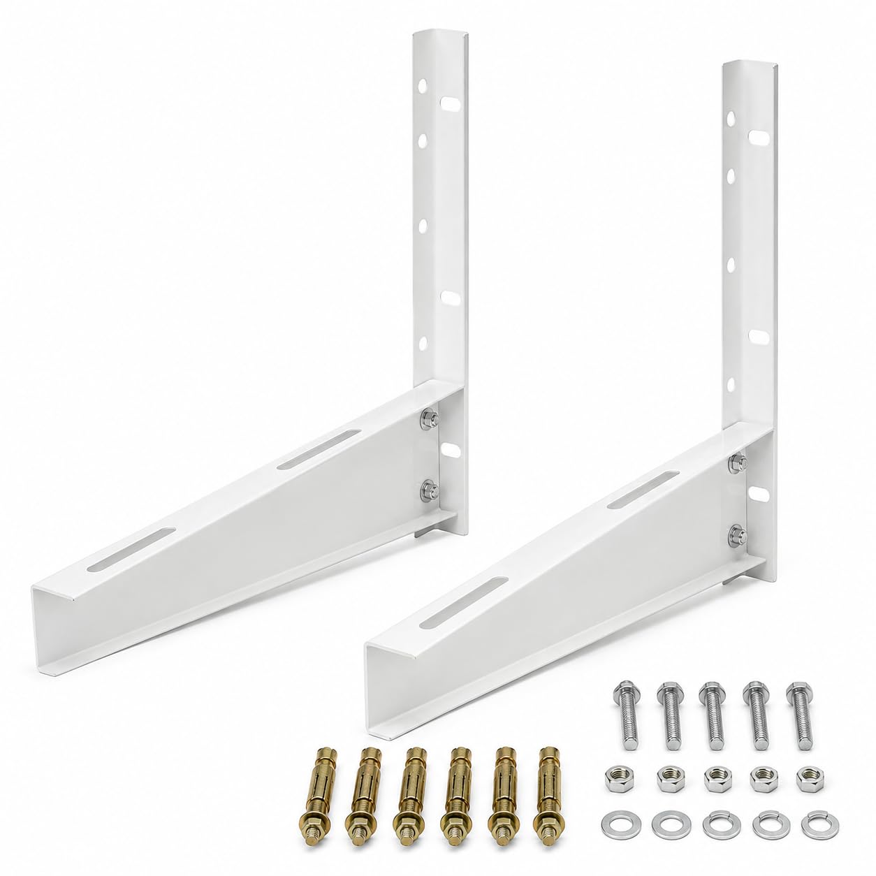 Heavy Duty AC Outdoor Unit Wall Mount Stand/Bracket Set for 1.5 Ton & 2 Ton Split AC, Powder-Coated Steel with Complete Nut-Bolt Fittings, White, 3.5 kg-image-47