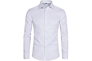Men's Tailored Slim Fit Dress Shirt, Long Sleeve Button Up Shirt
