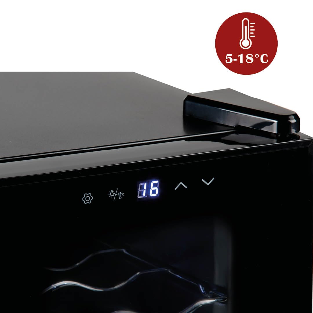 PRIMO PR169WK Weinkühlschrank freistehend 8 Flaschen Klasse E Schwarz