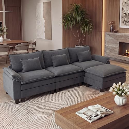 Image of URRED Oversized Modular Sectional Sofa,Dark Gray:122 inch L Shaped