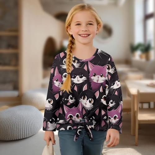 Girls Long Sleeve T-Shirt with Front Tie Teens Crewneck Shirt Girls Tunic Tops4