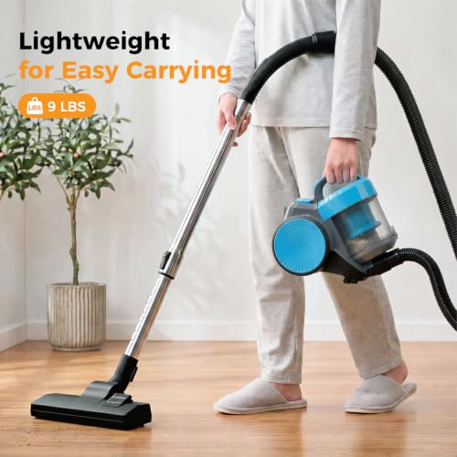 Image of NEWBULIG Canister Vacuum Cleaners for Home, Bagless Vacuum Cleaner, Blue