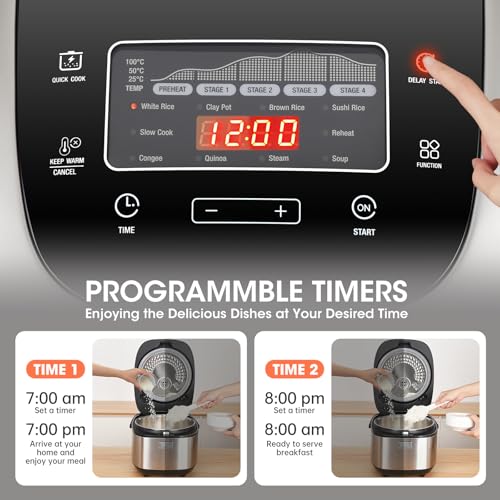 Oshenic Rice Cooker 10 Cups No Bake / 20 Cups Cooked Rice Cooker, Induction Heating & Diffused Logic Technology, Smart Electric Cooker with LCD Display, 11 Multi-Functional Cooking Options - Image 5