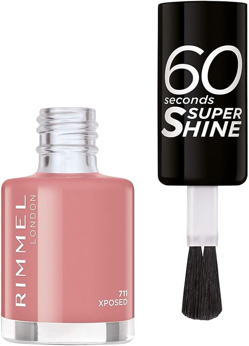 Rimmel London Colour Your Way 60 Seconds Super Shine Nail Polish - Quick Drying - Resists Chips & Fading, Lasts Up To 10 Days - Precise Application In One Stroke - 711 Xposed, 8 ml