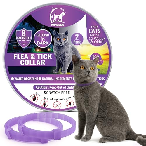 Cat Repellent Treatment, 2 Pack Repellent Collar, Adjustable for Small Medium Large Cats Natural Waterproof Design (2 Pack Purple)