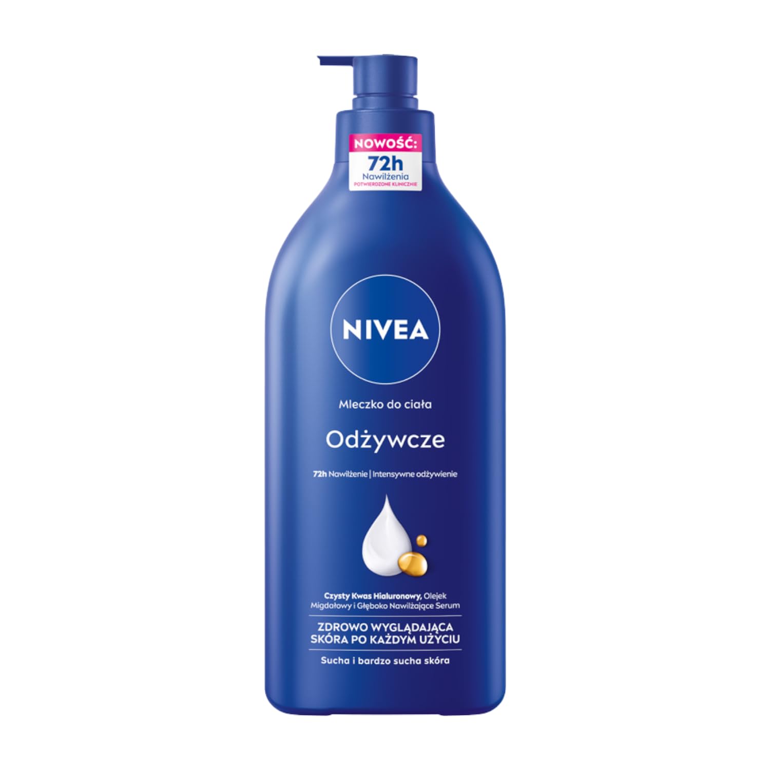 NIVEA Odżywcze mleczko do ciała z pompką z naturalnym olejkiem migdałowym i kwasem hialuronowym 625 ml