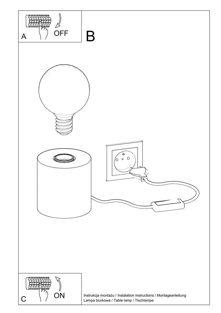 SOLLUX lighting Lampada da tavolo SALGADO concreta L: 10, B: 10, H: 10, con interruttore E27
