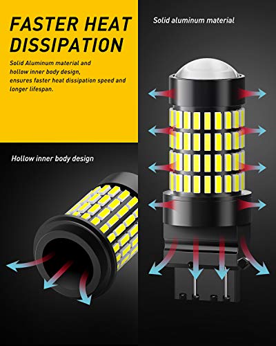 Image of AUXITO 3157 LED Bulbs Reverse Lights, Super Bright 3056 3156 3057 4157 LED Bulbs with Projector for Reverse Back Up Lights Tail Brake Turn Signal Parking Daytime Running Lights, 6000K White