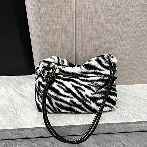 Bolsas de mão femininas de pelúcia casuais outono inverno peles artificiais elegantes leopardo vinta
