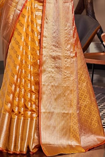 Image of SWORNOF Women's kanjivaram banarasi silk saree for Patola festival Wedding silk with rich pallu Design sarees for women with blouse piece