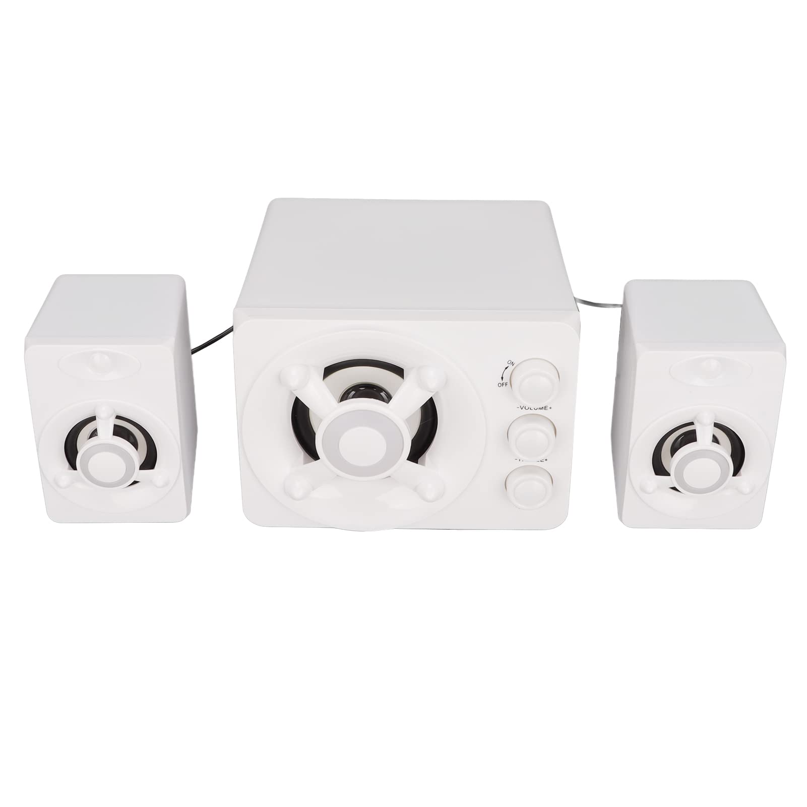 Denash Subwoofer Estereo USB Subwoofer Multimedia Altavoz con Luz LED RGB para Laptop de PC, Rico Sonido Claro para Juegos y Entretenimiento, de Altavoces Mini 2.1 (Nueva versión de White)