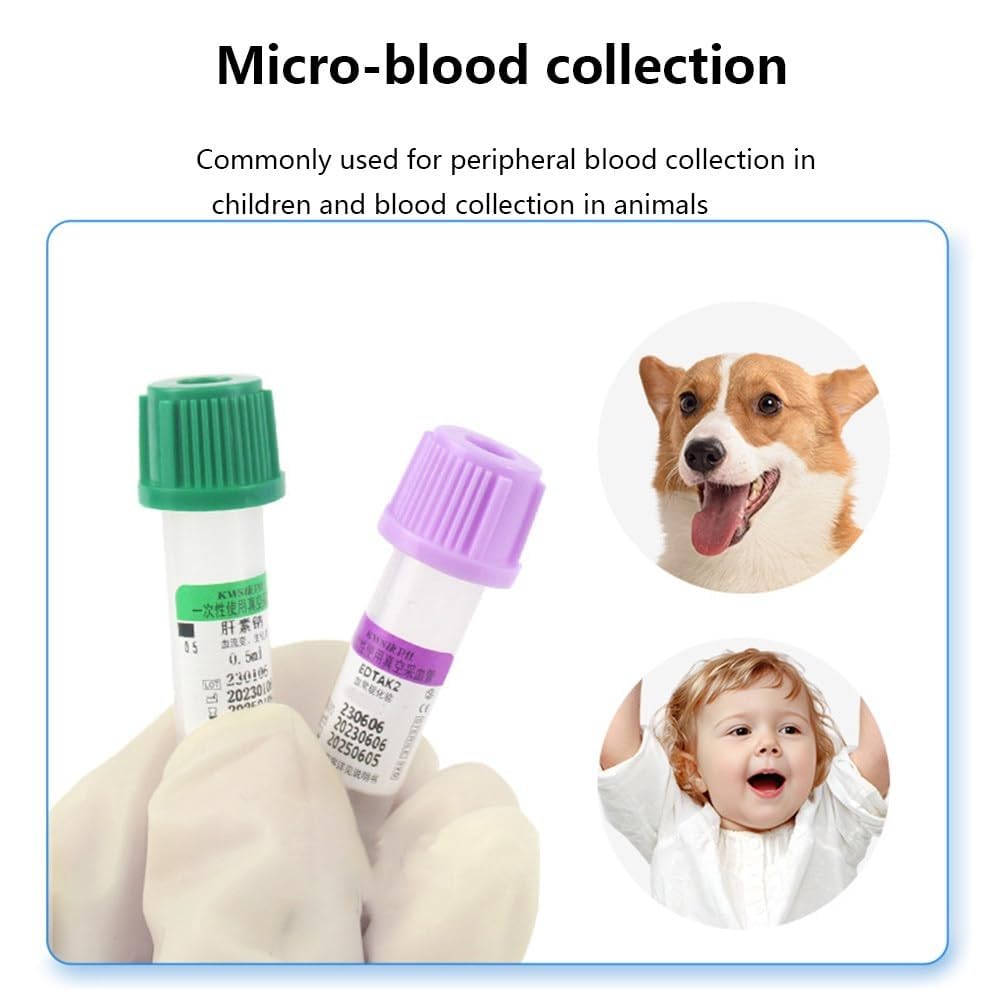 Provette Monouso For Prelievo Di Sangue For Uso Di Laboratorio, Confezione Da 100 Pezzi, Struttura In Plastica, Confezione Avvolgente(Green,0.5ML)