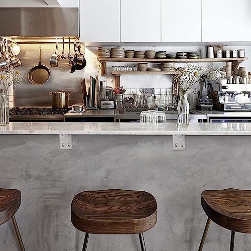 Yumore Stainless Steel L Bracket, 10X6X2 In Shelf Brackets Heavy Duty, 1/5In Extra Thick Solid Countertop Bar Top Support Brackets Wall Mounted, 2 Pack #TOP6