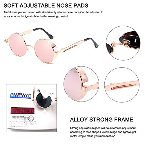 Image of PROUDDEMON Retro Gothic Steampunk Sunglasses for Women Men Round Lens Metal Frame