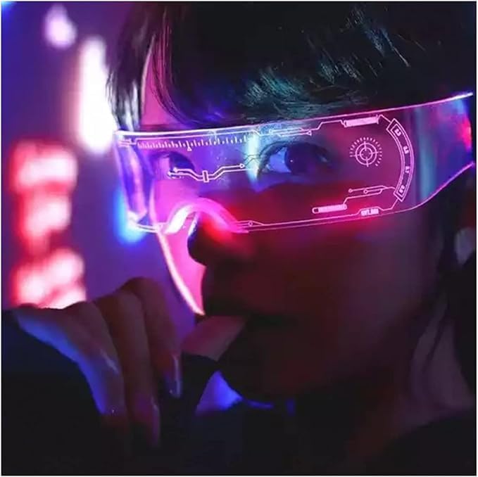 Led Glasses:Futuristic Cyberpunk Light up Sunglasses,Bilateral Controllable Goggles for Glow in The Dark Glasses - Image 2