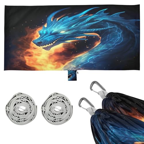 Haskirky Dragon Camping Hammock, Single Portable Hammocks with Tree Straps & Attached Carry Bag, 330Lbs Capacity Perfect for Outside Indoor Hiking Beach Backpack Travel