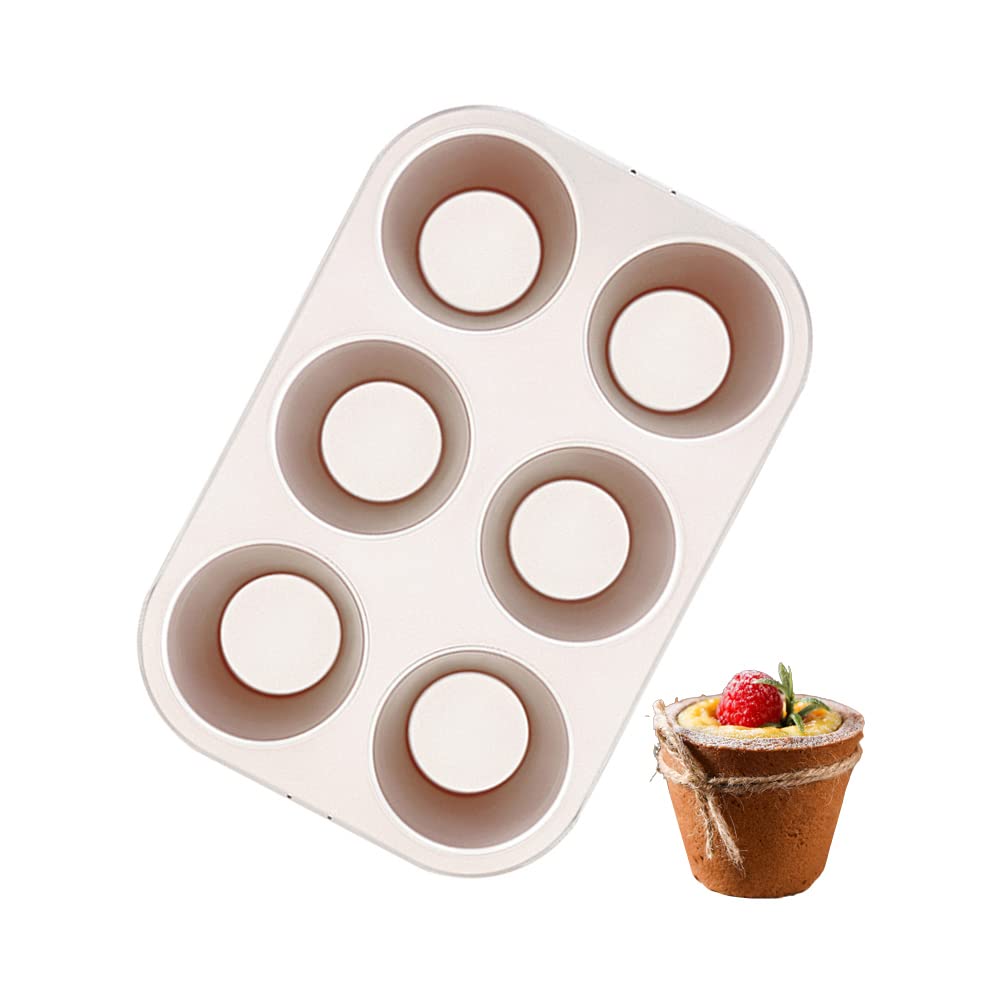 CANDeal Jumbo Deep Muffin Mold - Molde para muffins de 6 tazas de 3,5 pulgadas, Moldes para cupcakes extragrandes