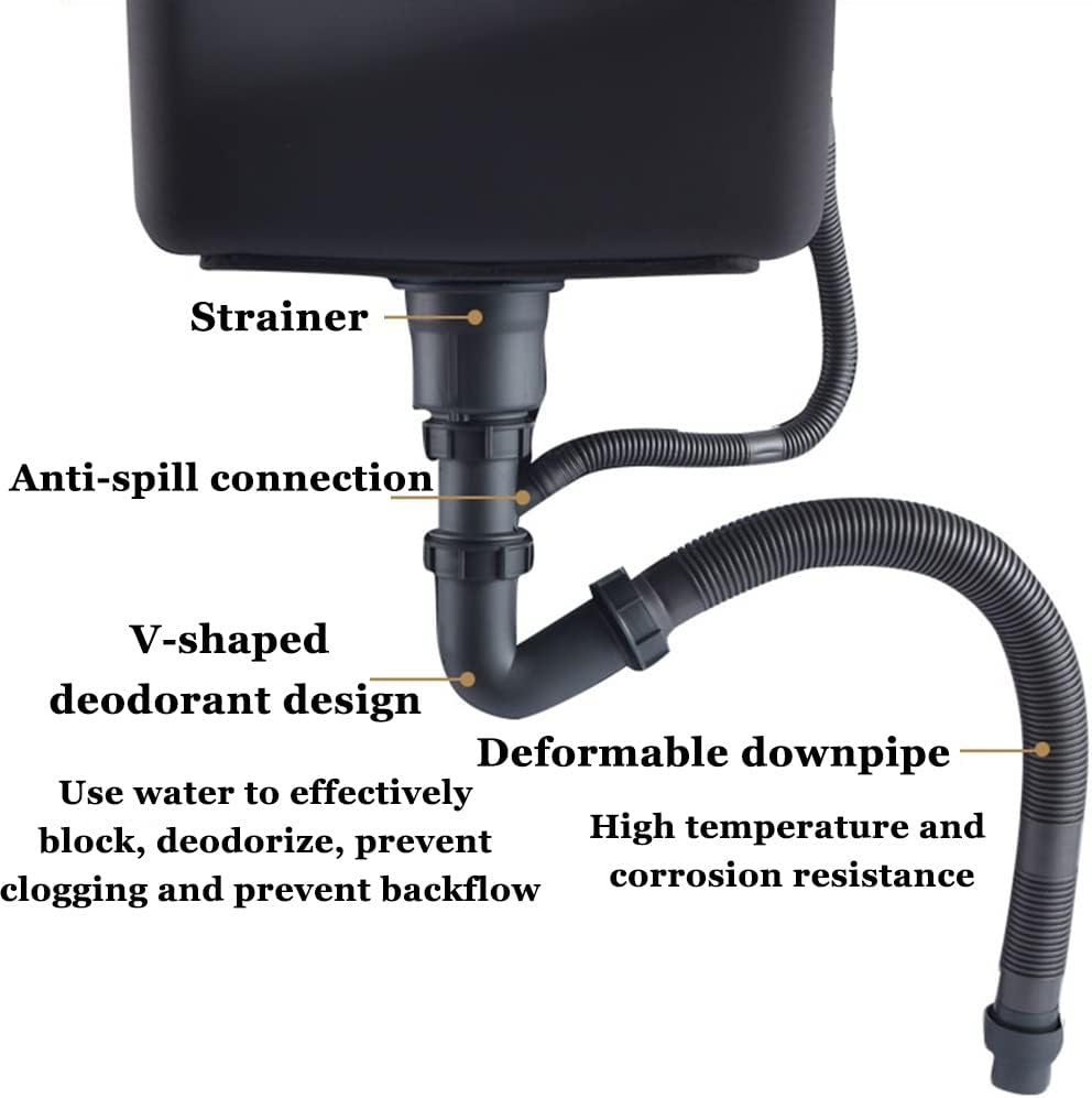 Kitchen Sink, Square Black Prep Sink, 304 Stainless Steel Brushed Single Sink, Drop-In Or Undermount Installation, Easy To Clean