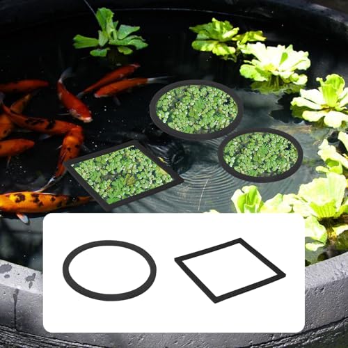 Image of 6 Pcs Floating Betta Ring Fish Feeding Rings Set Round Square Floating Aquarium Plant Corral Floating Plant Ring Fish Tank Feeding Rings Accessories for Betta Tank Aquariums (Black)