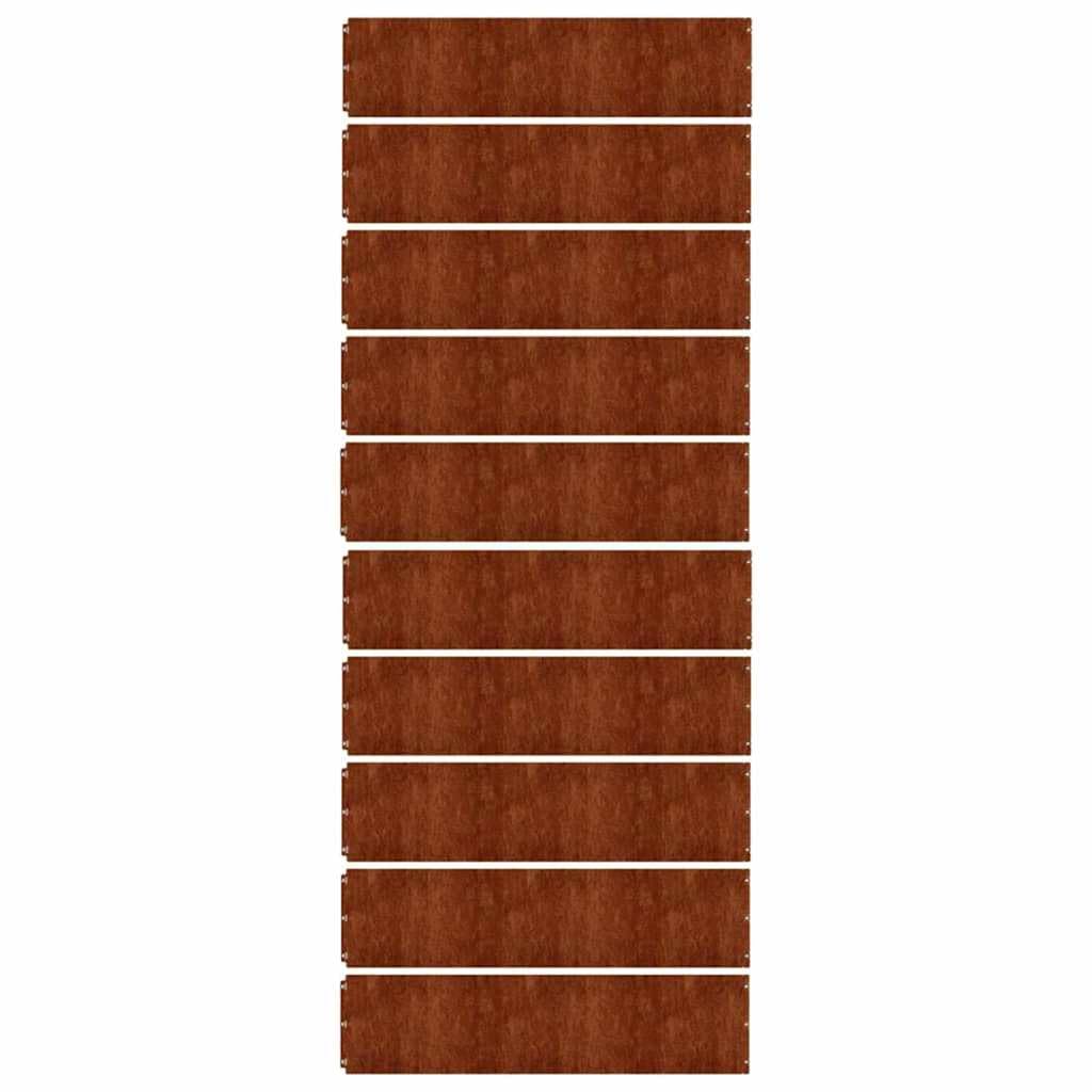 Krawędzie trawnika, 10 sztuk, 25 x 103 cm, elastyczne, ze stali Cortena, obramowanie rabatki i krawędź do koszenia, do ścieżek ogrodowych, palisady i blokady korzeni, odporne na warunki