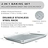 Half Sheet Pans with Rack Set, 18 Inch Commercial Quality Baking Sheet Pan Set, Natural Aluminum Cookie Sheet, Warp Resistant Nonstick Thick Cookie Tray Pans for Baking, Roasting #1