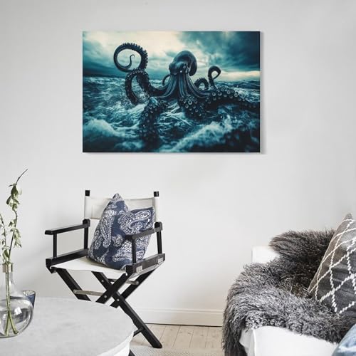 Impression sur toile octopus decoration murale maison 50x75cm - 5