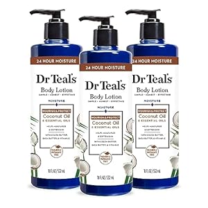 Dr Teal’s Body Lotion, Coconut Oil & Essential Oils, 18 fl oz (Pack of 3)