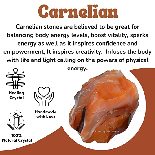 Image of Amazing Gemstone Carnelian Raw Crystals and Healing Stones, Natural Rocks for Tumbling - DIY Raw Stones and Crystals, 2 Pieces