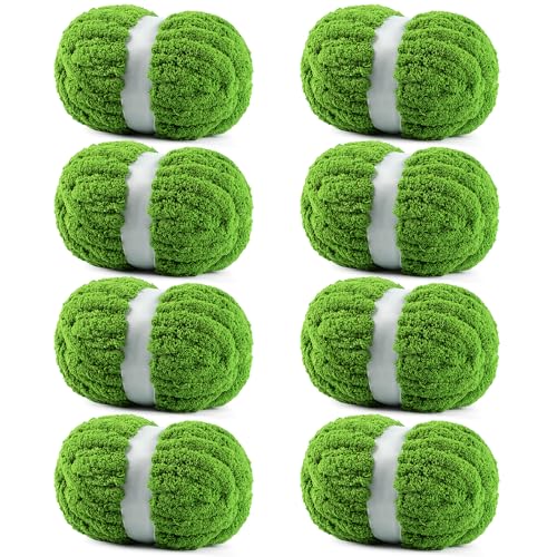 Image of Green Chunky Yarn for Hand Knitting - #10 Chenille Yarn for Crocheting