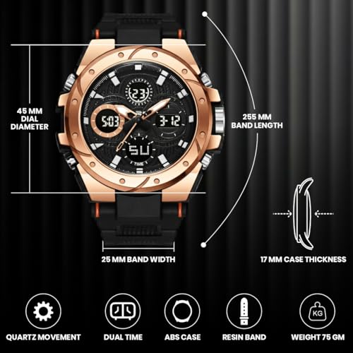 Image of V2A Stryke-VOLTRIX 5130 Analog-Digital Sports Watch for Men | Layered Dial Design | Bold Urban Performance Watch with 50M Water Resistance, Alarm, Stopwatch, Day-Date & Backlight