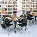 Romig Trek 48 in. Square Adjustable Classroom Table- Noble Oak Top, Black Base & 4 Andy 18 in. Black Stack Chairs