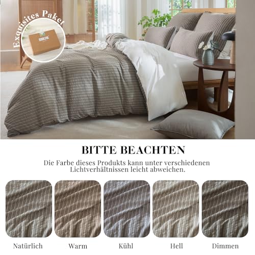 SOULFUL Bettwäsche 135x200 Baumwolle Jacquard Oeko-TEX Grünbraun – Ansicht 7