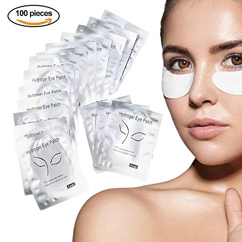 ZWELLBE Under Eye Gel Pads 100 Pairs Eyelash Extension Pads,Lint-Free DIY False Eyelash Patches Eye Gel Patches,Gel Pads for Eyelash Extensions,Silver