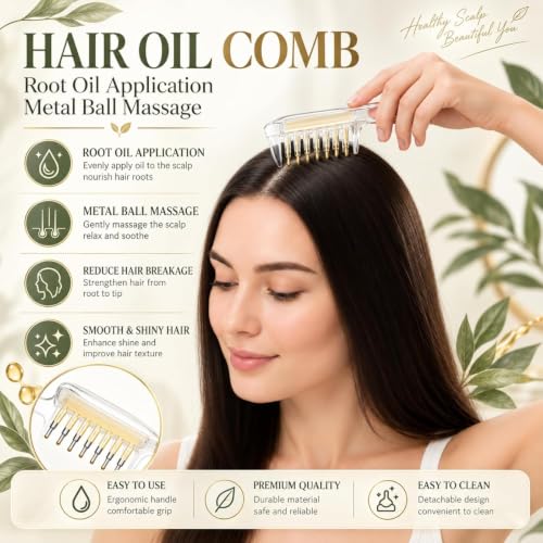 Buy OVANSIC Hair Oil Applicator Comb 3 Piece Set, Scalp Massager Comb with Metal Ball Tips, Root Hair Oil Applicator, Precision Scalp Treatment Comb with Transfer Pipette and Silicone Storage Stand for Women Men Online at Low Prices in India - Amazon.in - Image 5