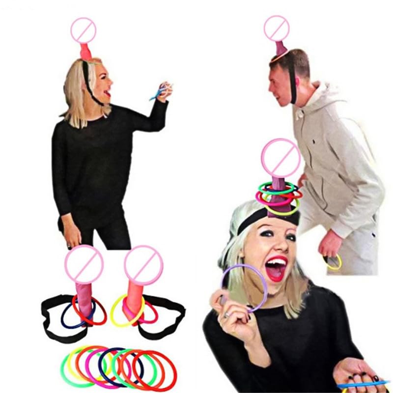 QBFWETY Bachelorette Party Decorations,Night Party Ring Toss Game for Naughty Funny Bridal Shower Engagement Decorations, Adult Simulation Shaped Toss Game Toss Rings Game, Pink