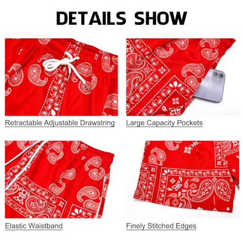 DIOTSR Mens Paisley Graphic Shorts Athletic Basketball Bandana Shorts Running Streetwear Y2k Drawstring Waist3