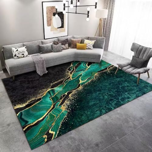 Tapis de salon géométrique lavable tapis de sol vert