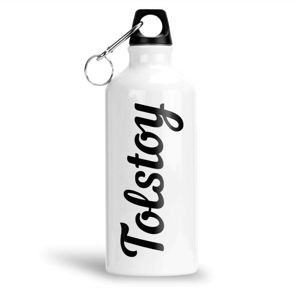 FurnishFantasy Aluminium White Sipper Bottle 600 ml - Best Personalized Gift for Happy Birthday, Return Gift, Name - Tolstoy