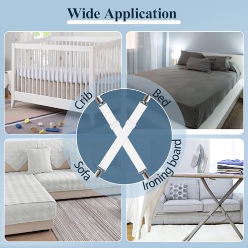 image for Bed Sheet Straps, Sopito Adjustable Elastic Fitted Sheet Corner Holder