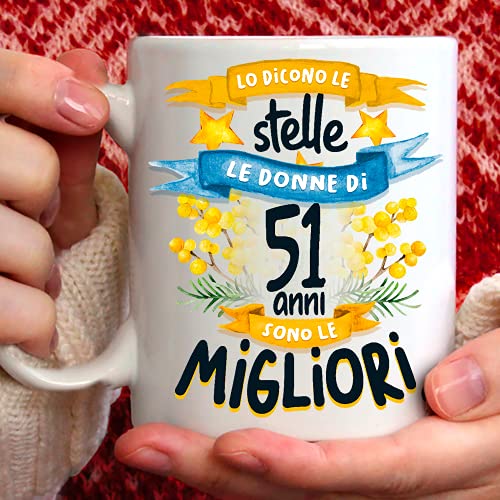 TeeDesign Tazza 51 Anni compleanno Donna. Gadget