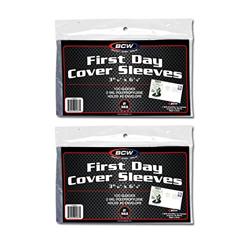 BCW First Day Cover Sleeves (200 Pack) | Clear, Archival-Quality Protection for #6 Collectible Envelopes, Durable & Acid-Free