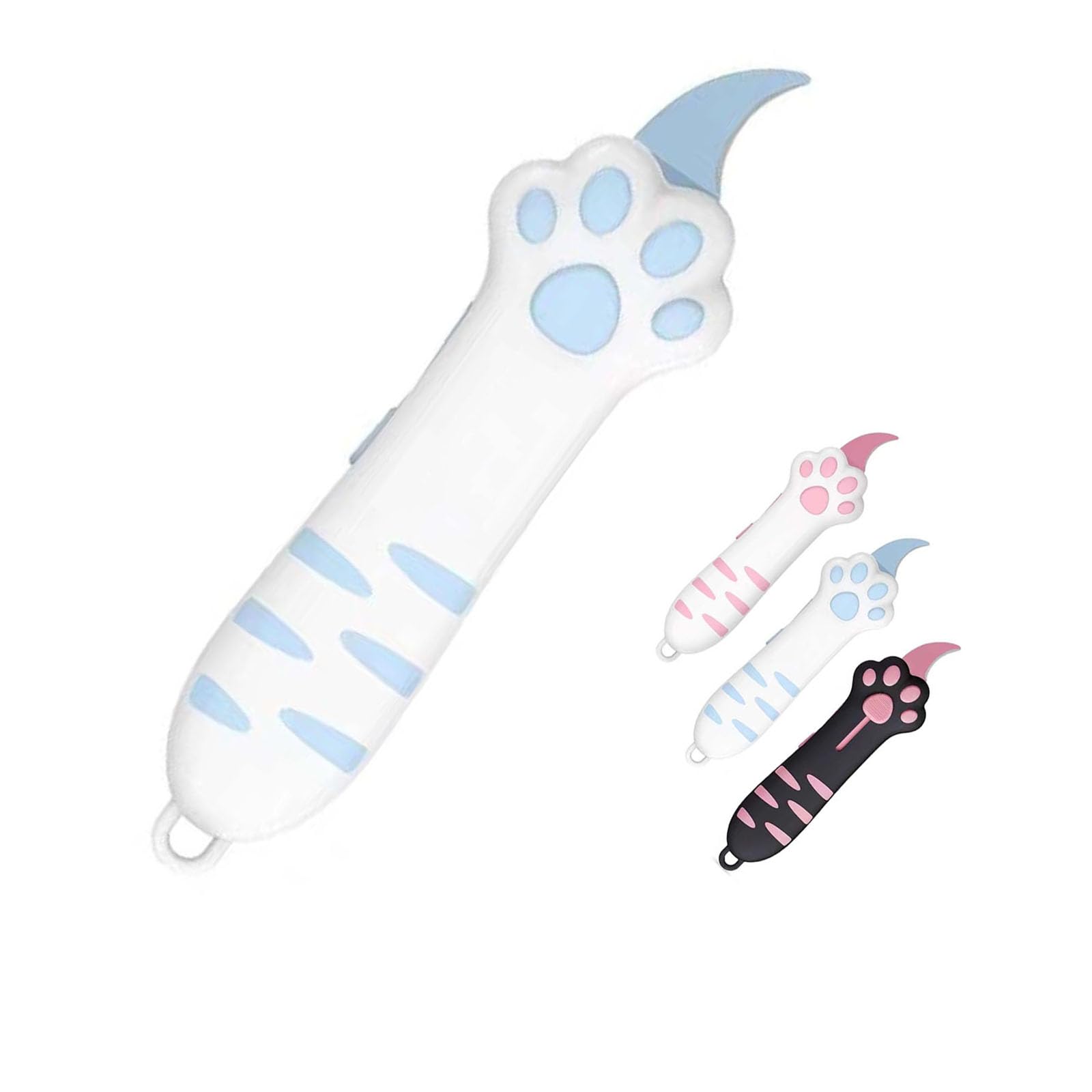 Cat Paw Box Cutter,Retractable Cat Potato Box Catter, Telescopic Package Opener, Portable Cat Paw Slitter, Cute Tool for Girls Women (Blue)