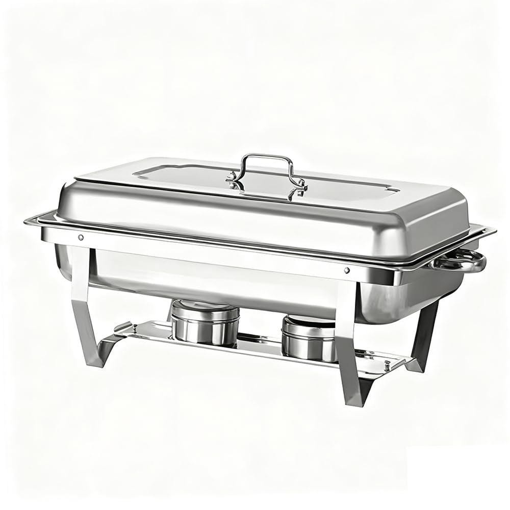 Warmhaltebehälter Essen, Chafing Dish Edelstahl Buffet-Behälter Buffetwärmer Mahlzeit Speisenwärmer Wärmebehälter Rechaud für Catering Buffet und Party (55 × 35,5 × 26 cm (1 Stück) (3 Quadrate))