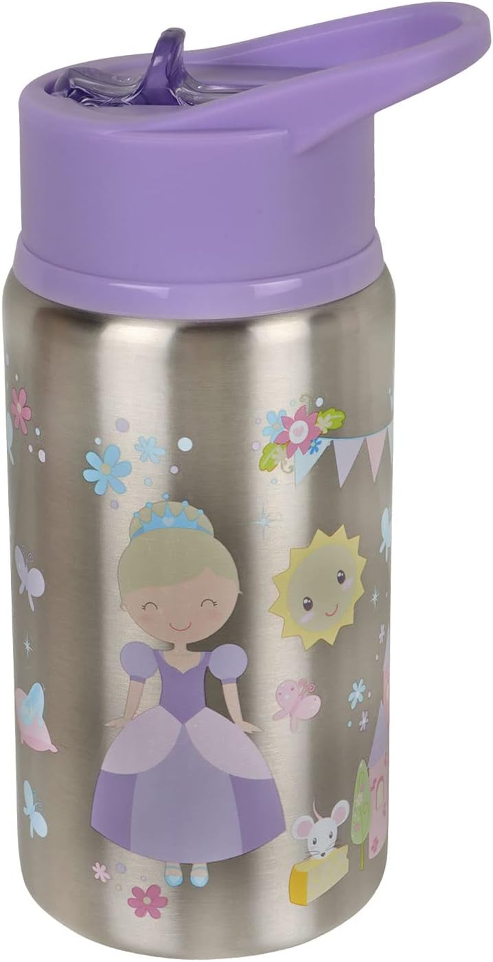HopopNon-Insulated Flip Top Spout Steel Sipper with Straw, Single Wall Steel Sipper 530ml (Princess)