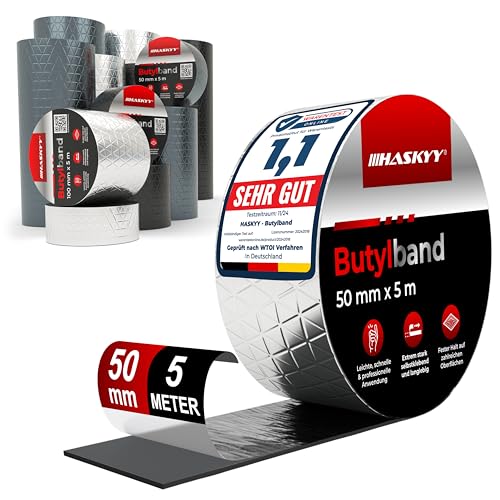 Wasserdichtes Klebeband Butylband I 5cm*5m hochwertig selbstklebend mit Aluminiumfolie I Butyl-Tape alterungsbeständig korrosionsbeständig UV-beständig Wasserdichtes Klebeband Butylband I 5cm*5m hochwertig selbstklebend mit Aluminiumfolie I Butyl-Tape alterungsbeständig korrosionsbeständig UV-beständig