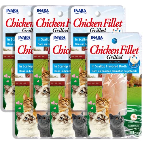 Inaba Hand-Cut Grilled Chicken Cat Treats, 6-Pack, 0.9 oz