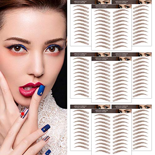 Eyebrow Tattoos 99 Pairs! 4D Realistic Fake Eyebrows Brown,Hair-like Authentic Imitation Eyebrow Waterproof,Popular Eyebrow Shapes,Eyebrow Transfers Stickers